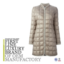 2016 Women Fashion Check Quilted Long Down Jacket